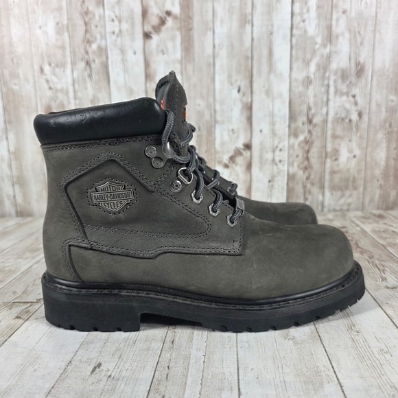 Harley-Davidson Shoes - Harley Davidson Womens Grey Leather Motorcycle Boots D83366 Size 8M